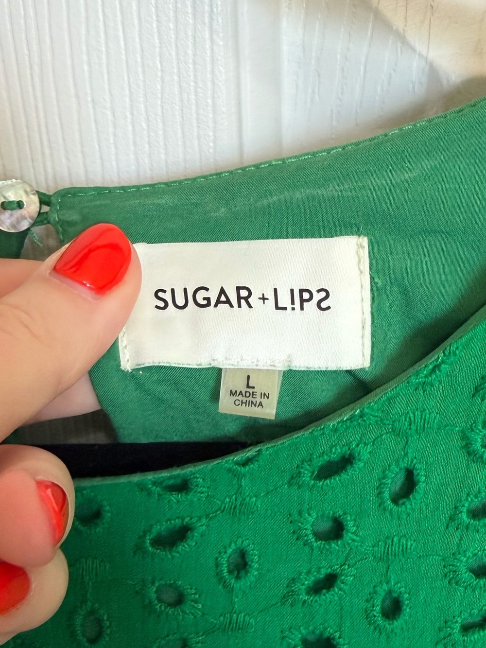 SugarLips Jacey Eyelet Babydoll Mini Dress Kelly Green Large - Picture 3 of 5